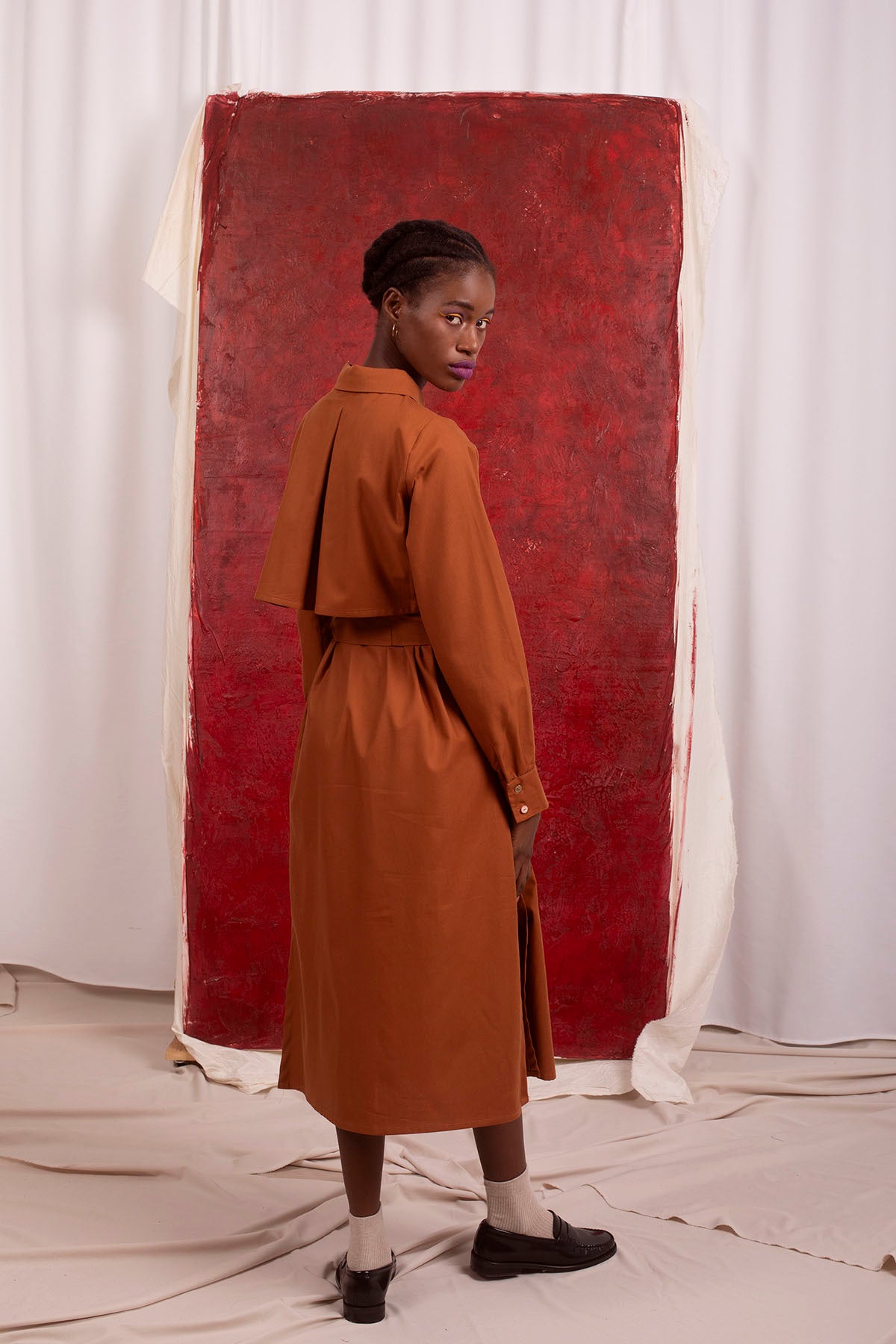 Vestido Hilván Camel