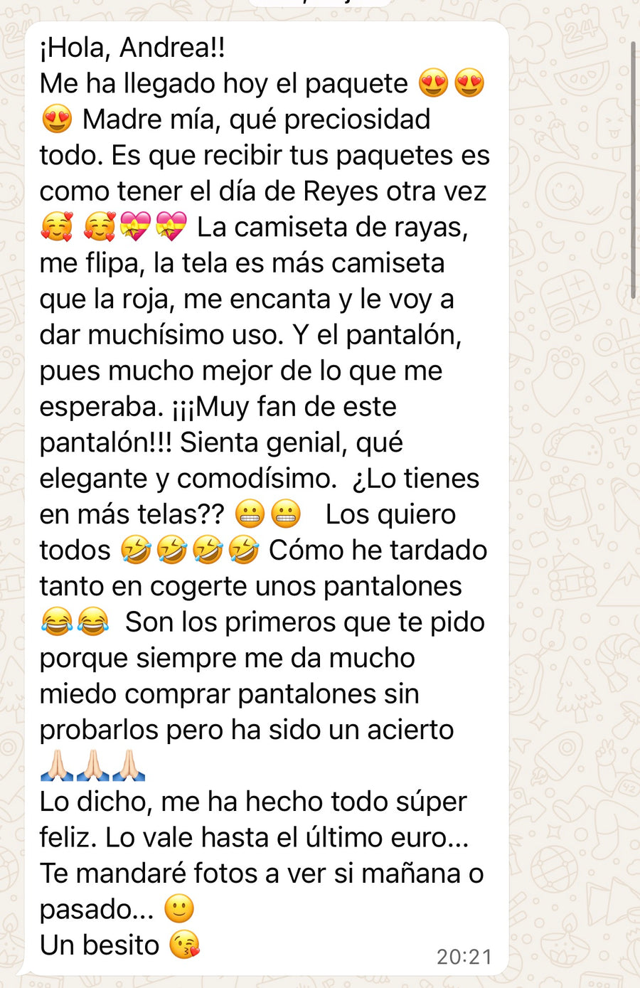 Mensajes de quienes ya tienen prendas de a♥️m