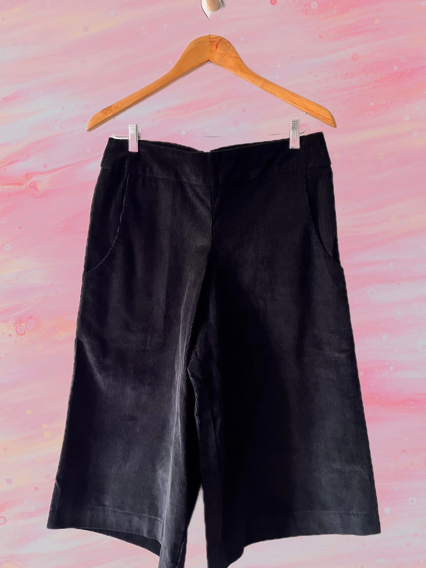 Pantalon culotte pana negro